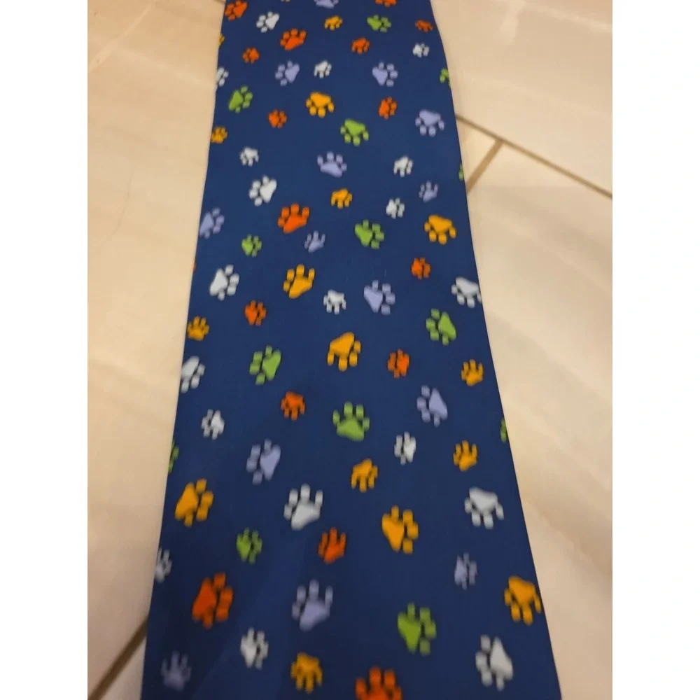 Utopia Men's Necktie Tie Silk‎ Wine Dog Paw Prints B1
